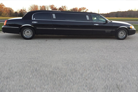 Black stretch limousine parked for Seattle executive and private events